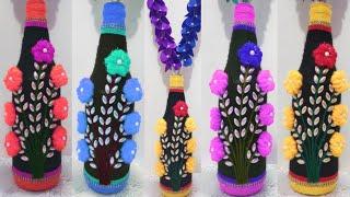 Woolen Yarn Wrapped Bottle || How to Decor Empty Bottle || Wine Bottle craft