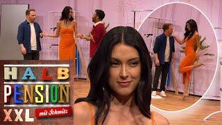 "High Heels an!" CATWALKTRAINING mit REBECCA MIR! | Halbpension mit Schmitz XXL | SAT.1