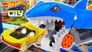 Draven Unleashes the Car Eating Shark on Hot Wheels City!  + More Kids Cartoons | Hot Wheels