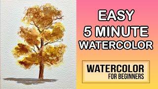 5 Minute WATERCOLOR PRACTICE - How to Paint an Autumn Tree