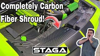 Challenger STAGA Carbon Fiber Shroud Cover Install Review! Dodge Charger Hellcat Scatpack