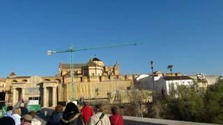 Walking across the Roman Bridge to Cordoba