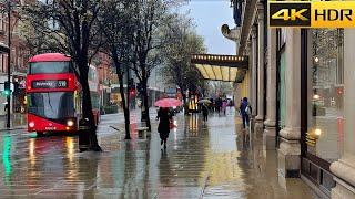 London Rainy Day Walk in spring - 2025  West End Rain Walk [4K HDR]