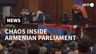 Chaos inside Armenian parliament as protesters denounce ceasefire | AFP