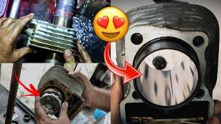 How to Rebore 125cc Cylinder block enlarge piston housing | FULL VIDEO - Zimbiker