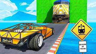 Ramp Cars vs Trains in GTA 5