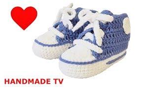 ПИНЕТКИ кеды КРЮЧКОМ схемы How to Crochet New Born Slippers CONVERSE STYLE
