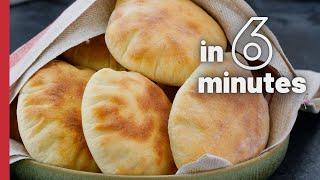 Easy 6-Minute Pita Bread Recipe | How to Make Pita Bread at Home 