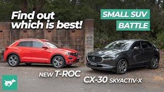 Mazda CX-30 vs Volkswagen T-Roc 2021 comparison review | Chasing Cars