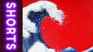 #Shorts  The Great Wave  | Timelapse Great Wave off Kanagawa Remake | Satisfying Acrylic Painting