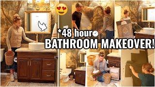 DIY SMALL BATHROOM MAKEOVER ON A BUDGET!! 48 HOUR BATHROOM TRANSFORMATION | HOUSE TO HOME