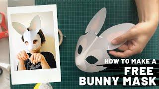 FREE template: How to make this bunny mask for kids - DIY single page paper mask
