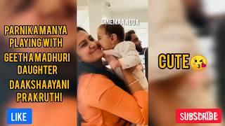 Singer #Parnika Manya Playing with  #Geethamadhuri & #actornadhu Daughter #DaakshaayaniPrakruthi