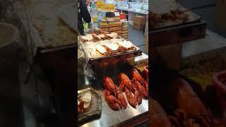 제주도 올레시장 랍스터 불쇼 - jeju olleh market lobster fire show