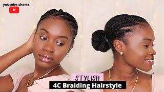 HOW TO DO A STYLISH PROTECTIVE  4C BRAIDING HAIRSTYLE #shorts #youtubeshorts