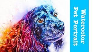 Colorful Watercolor portrait of dog