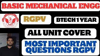 Basic Mechanical Engineering RGPV | BME Most Important Questions |RPGV BME most important Questions