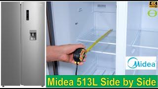 Midea 513L Inverter Side by Side refrigerator - HC-689WEN - walk around and features - LCD menu