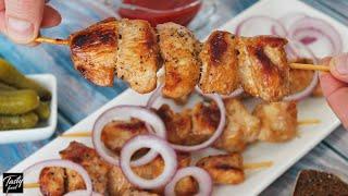 Chicken kebabs in a pan, fast and tasty!