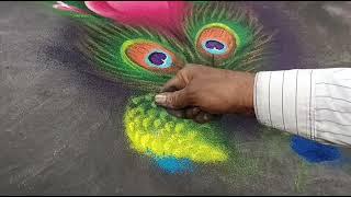 Peacock Flower Diwali Rangoli Design | Diwali Peacock |