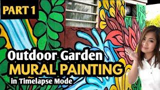 OUTDOOR GARDEN Mural Painting in Timelapse Mode. PART 1