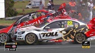 V8 Supercars Phillip Island 2013 Race 1 Huge crash Premat Courtney