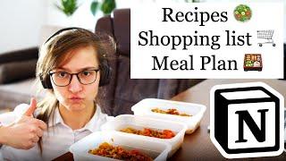 Meal Plan Notion (Shopping List + Recipes Template)