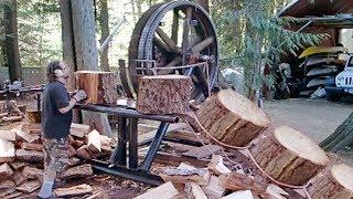 10 Dangerous Homemade Automatic Firewood Processing Machine, Wood Cutting Machine Splitting Firewood