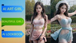 [Ai Art Girl] Beautiful girl is standing in the rain,The clothes are wet |AI  Lookbook|ai룩북|ai사진