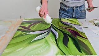 This Painting is a SHOWSTOPPER!! Ultimate Blend of Abstract & Nature / Botanical Acrylic Painting