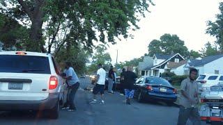 DETROIT HOOD REMOVES FILPPED OVER STOLEN CAR BEFORE POLICE ARRIVE / AFTER DRAG RACING