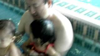 swimming with daddy