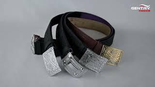 Mens Tartan Kilt Belt Black Celtic Knot Embossed Scottish Highlanders Black Kilt Belts Classic