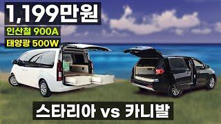 차박 전기 걱정 없는 스타리아 카니발 1199만원 인산철900A 태양광패널500W 무소음 무시동히터 인버터3K 주행충전 풀옵션 스텔스차박 스타렉스 세미캠핑카 코지모터홈