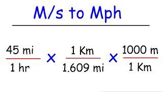 How To Convert Miles Per Hour to Meters Per Second - mph to m/s