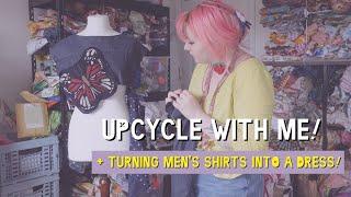 Upcycle with me! Men's shirt and knit jumper upcycle + come charity shopping!