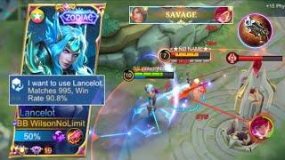 SAVAGE!! LANCELOT BEST BUILD FOR AUTO WIN IN 2022! ( EASY 1 VS 5 SAVAGE ) AGGRESSIVE GAMEPLAY 