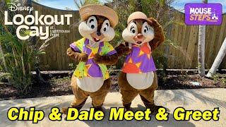 We Meet Chip and Dale at Disney Lookout Cay at Lighthouse Point in NEW Costumes - Disney Cruise Line