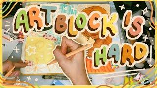 ART BLOCK IS HARD! | watch me struggle to fill the unfinished pages in my sketchbook // SS #7