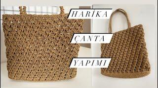 MUHTEŞEM MODELKAĞIT İPTEN ÇANTA YAPIMI #crochet #hasır #diy #hasırçanta #knittingbag #knitting