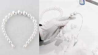 How to make a pearl hairband at home,Diy hairwear by hand(2020 trend)