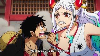 Luffy grab Yamoto dress | Luffy asked for Yamato help to save Momo