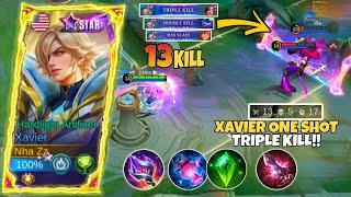 13Kills! Xavire One Shot Delete 3 Enemy!! Xavire Broken Build & Emblem 2024 | Mobile Legends