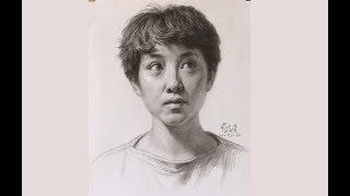 Short Hair Girl portrait Drawing in Pencil
