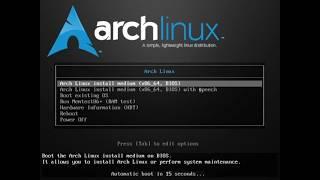 installing arch linux on a virtual machine with archinstall