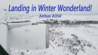 Landing in Winter Wonderland in Helsinki, Finland on a Finnair A350.