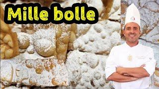 CHIACCHIERE DI CARNEVALE MILLE BOLLE.Ricetta spettacolare fatta in casa con pochi ingredienti