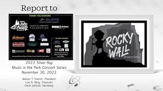 2022 ROCKY WALL PRODUCTIONS SILVER BAY MUSIC IN THE PARK CONCERT SERIES FINAL REPORT