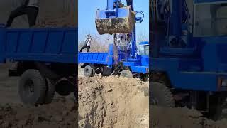 blue excavator on work time #excavator #autos #vehicles