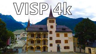 Visp Switzerland 4k | City Evening Walktour | Ambient City Sounds